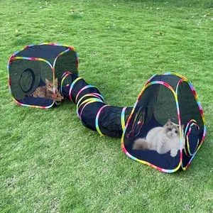 Outdoor Cat Enclosures Cat Tunnels Catio Tents Cubes for Indoor Cats with Play Ball Collapsible Outside Playpen Tunnel for Kitty Rabbit Puppy and Small Animals
