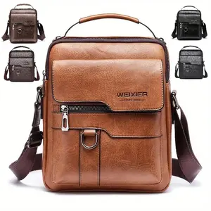 【Local Delivery】Maxoner  Men's Vintage PU Leather Shoulder Bag Men's Business Satchel Bag Travel Multifunctional