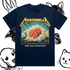 Mortadella Ride The Lunch Meat - Cotton Classic Fit Retro Dark Humor Graphic Tee