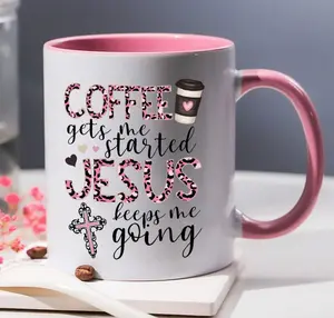 11oz Double Sided Printed Jesus Keeps Me Going Ceramic Coffee Mug Inspirational Bible Verse Design Positive Christian Tea Cup Dishwasher Safe Daily Drinkware Religious Gift for Women Mom Grandma Wife Friends Coworkers Church Holiday and Birthday Use