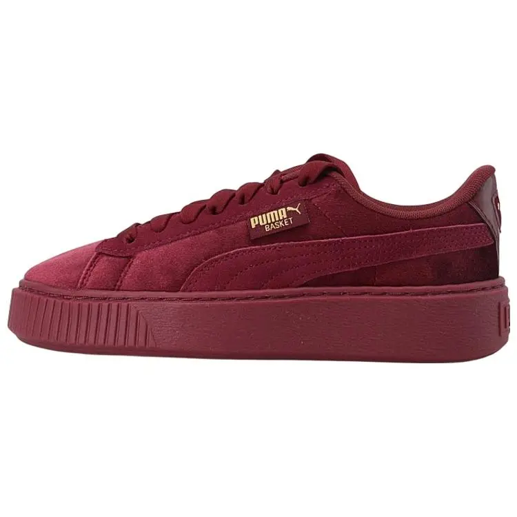 PUMA Platform Velvet Low-Top Sneakers for Women in Purple, Trendy and Versatile