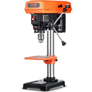 Father's Day Gift VEVOR 8 in Benchtop Drill Press, 2.3A Induction Motor, Tabletop Drilling Machine with 750/1140 / 1740/2340 / 3200 RPM Adjustable Speed, 0-45 °   Tilting Worktable, LED Work Light, for Wood Metal