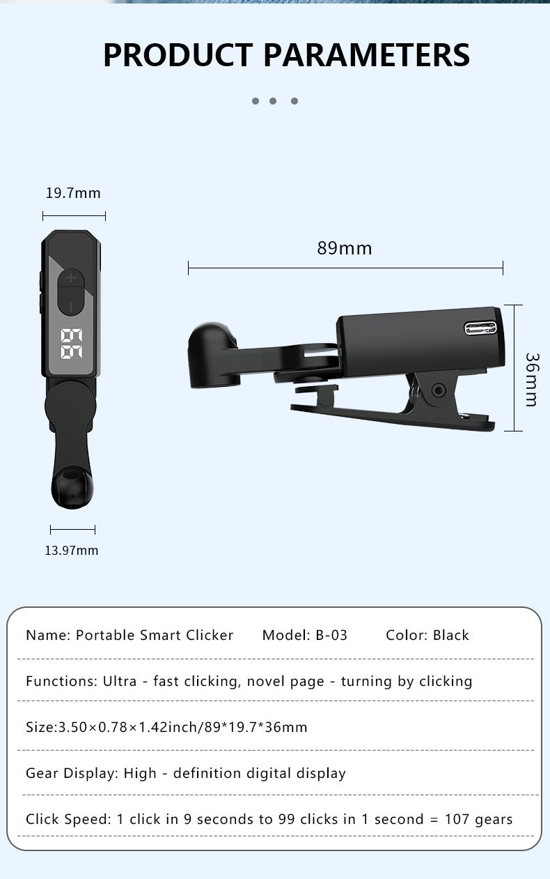 Christmas Gift 2025 Portable USB Powered Auto Clicker for Smartphone Cellphone with 180 Degree Rotating Arm and 99 Speed Settings for Multi Function on Android and iOS Black