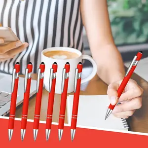 12 Pcs Black Ink Ballpoint Pen with Stylus Tip, 1.0 mm Metal Pen Stylus Pen for Touch Screens, 2 in 1 Thank You Pen Gift for Friends, Colleagues, Coworker, Office, Family(Red)