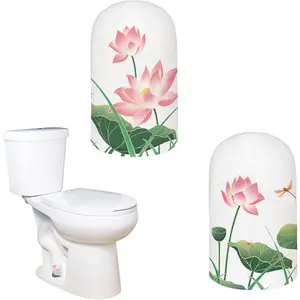 2Pcs Tall Lotus Pattern Ceramic Porcelain Decorative Toilet Bolt Covers Hidden Toilet Screw Caps for Bathroom