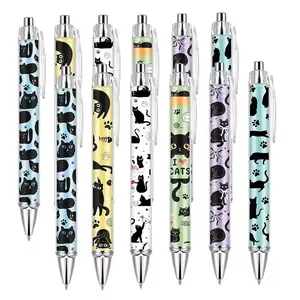6/12 Pcs Cat Ballpoint Pens with Ink Cartridges, Perfect Gift for Women, Office Home School, Valentine's Day Back to School, Office Stationery Supplies, Ballpoint Pen Set