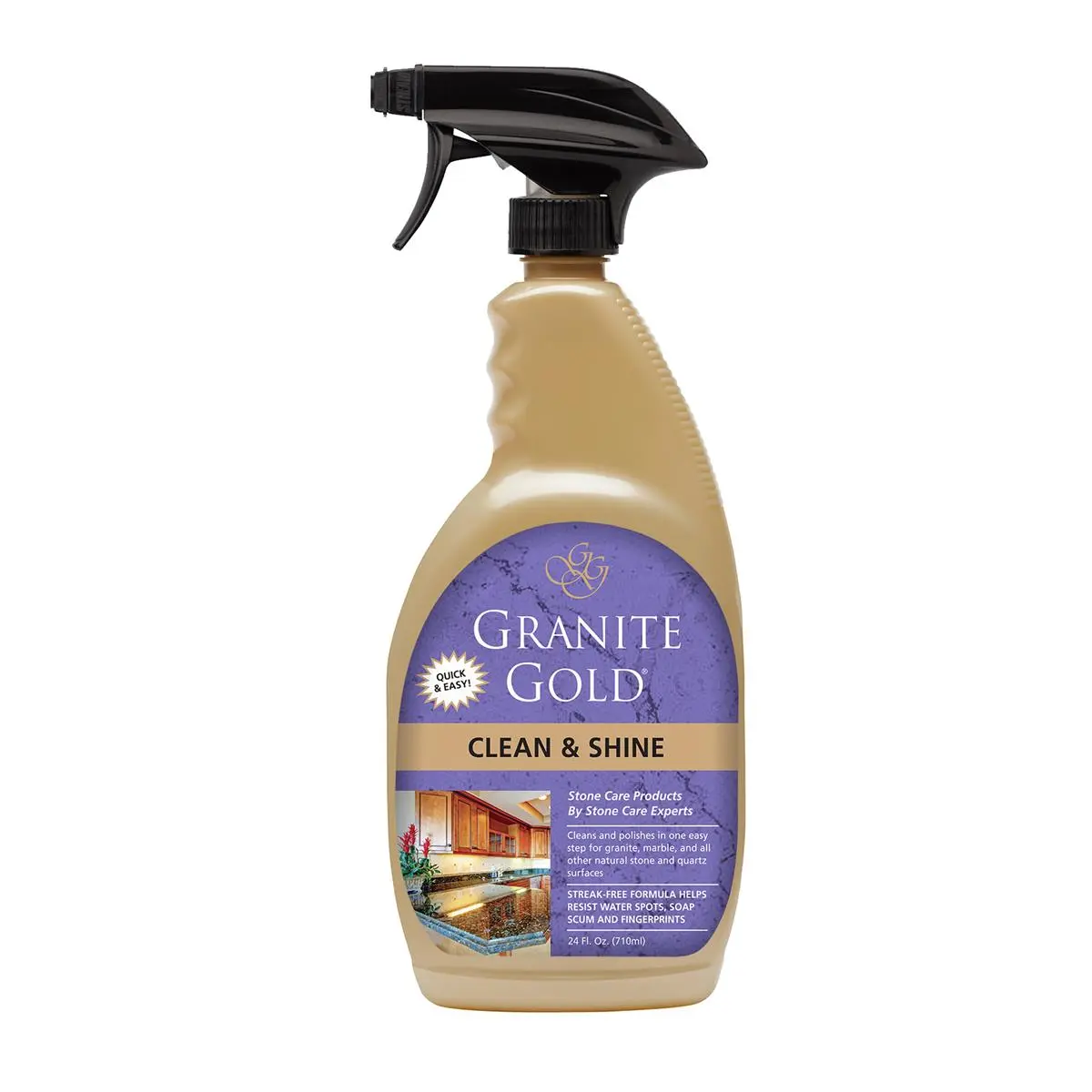 212 MAIN Granite Gold GG0047 24 oz. Biodegradable pH-Balanced Multi-Surface Clean & Shine Household Stone Care Product for Granite, Marble & Quartz Polishing, Stone Care Products