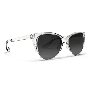 Blenders Starlet Crystal Women's Sunglasses Gloss Crystal Clear Frame Polarized Smoke Gradient Lenses UV Protection Medium-Large Fit