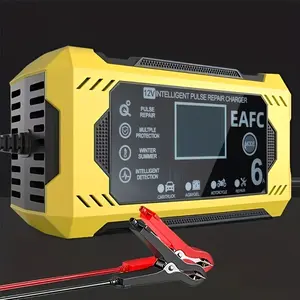 12V/6A Car Smart Multipurpose Car Battery Charger Pulse Repair LCD Display Car Motorcycle Fast Charging AGM Deep cycle GEL