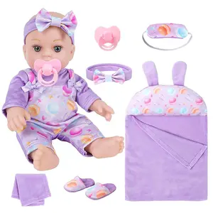 12-inch Reborn Baby Doll with Matching Purple Outfit,Paired with Sleeping Bag Set and pacifiers,Halloween/Thanksgiving / Christmas gifts