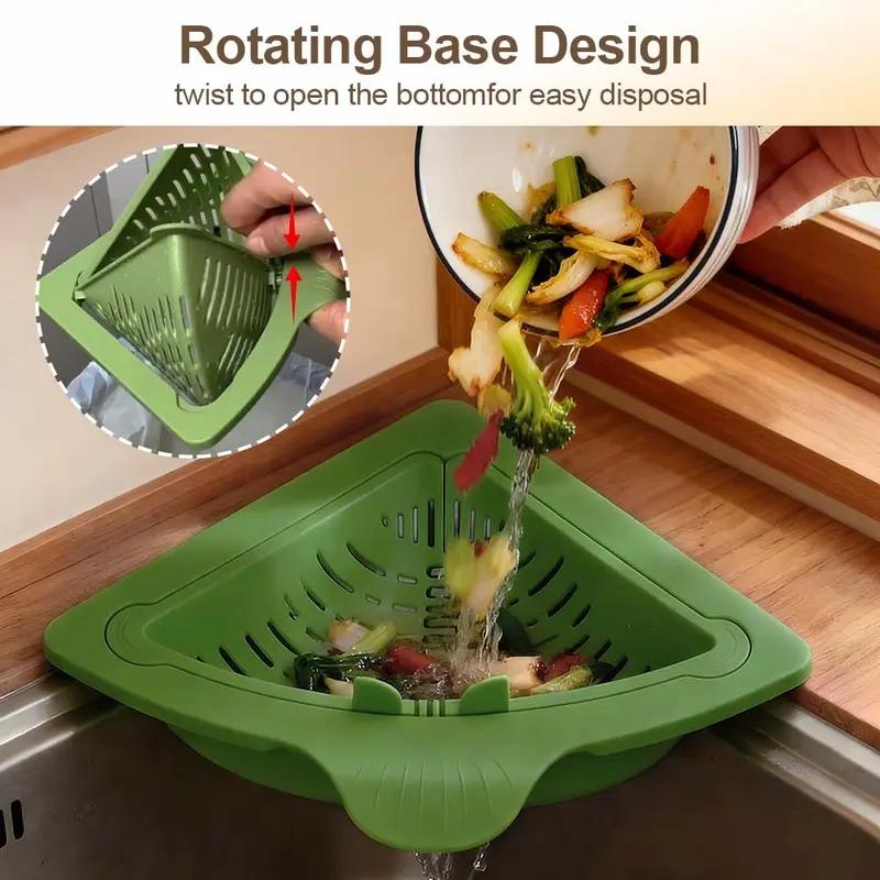 1pc Magnetic Suction Corner Sink Strainer – Anti Clogging Kitchen Strainer Basket for Food Waste, Fruits & Veggies, Compact Suction Cup Sink Corner Rack