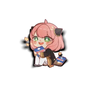 ANYA WITH PEANUTS CHIBI MINI STICKER { SPY X FAMILY }