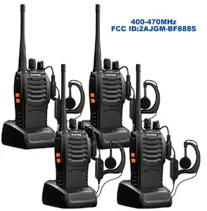 Walkie Talkies Rechargeable Long Range Two-Way Radios with Earpieces UHF Handheld Transceiver BF-888S 400-470MHz 2 Pack Audio Clip talkie long range