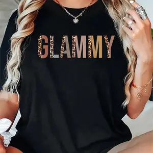 100% Cotton Glammy Leopard T-Shirt for Mom - Funny Grandma Mother's Day Gift, Tee