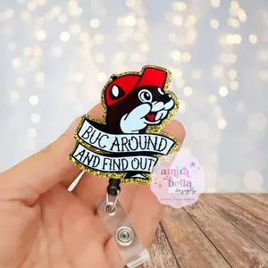 Bucees Badge Reel – Bucees Themed Badge Reel, Funny Nurse ID Holder, Retractable Badge Reel for Work, Cute Healthcare Accessory