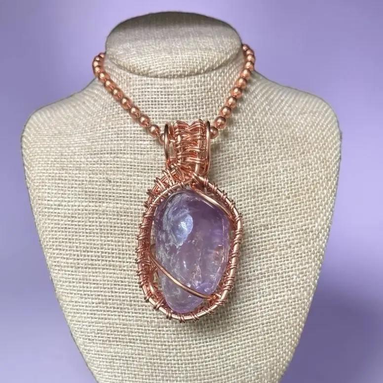 Juma CopperKing Creativity Weave Tumbled Amethyst 24” Copper Necklace