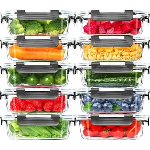 5pcs Stackable Refrigerator Storage Containers with Sealing Lids - High Transparency PET, Reusable & Durable for Fruits, Vegetables, Meats - Ideal for Kitchen, Cabinet & Fridge Organization, Refrigerator Organizers and Storage