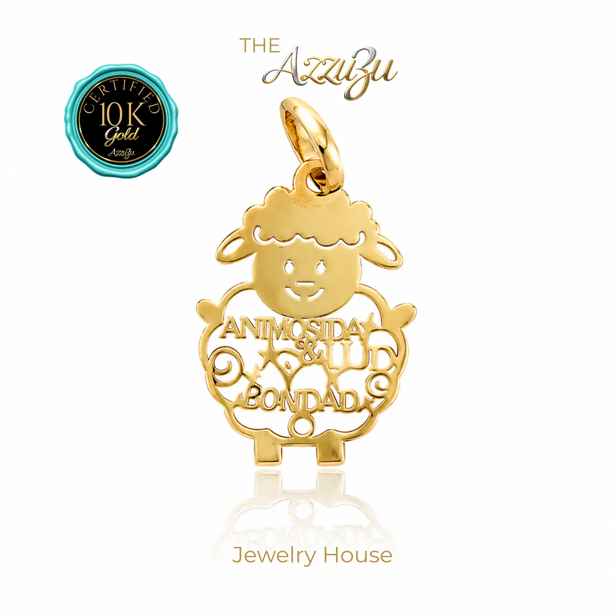 The AzzuZu 10K Yellow Gold  "Lucky Sheep" Pendant