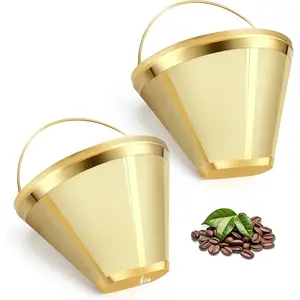 Stainless Steel Coffee Filter -   Filter,  Replacement |   Fits  Dual Brew Pro,  DCC-3400 & # 4 Cone Makers (2-Pack)