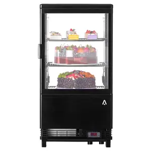GARVEE 2.1 Cu.Ft Commercial Refrigerated Display Case with LED Lighting, Frost-Free Cooling, and Secure Lock for Bakery and Pastry Showcasing, Ideal for Countertop Use in Stores and Offices.