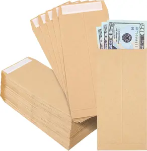 120 PCS Money Envelopes for Cash Kraft Paper, 6.5”x3.2” Small Cash Envelopes for Money Self-Adhesive, Money Saving Challenge Coin Envelopes for Coin, Check, Cash, Budget, Small Item Organizer
