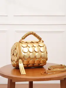 Autumn and winter new creative polka dot button design women's handbag Pu Leather Handbag large capacity cylinder bag