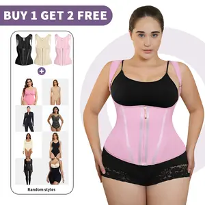 [Buy 1 get 2 free] GQF Zipper Waist Trainer Corset Vest Body Shaper Tummy Control Girdle 4304-[Women's   Vest Waist with Adjustable Shoulder Strap Vest Waist Shapewear]