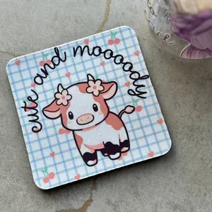 Cute and Moooody Coaster - ONE Coaster - Cute Design - Ideal for Home Decor