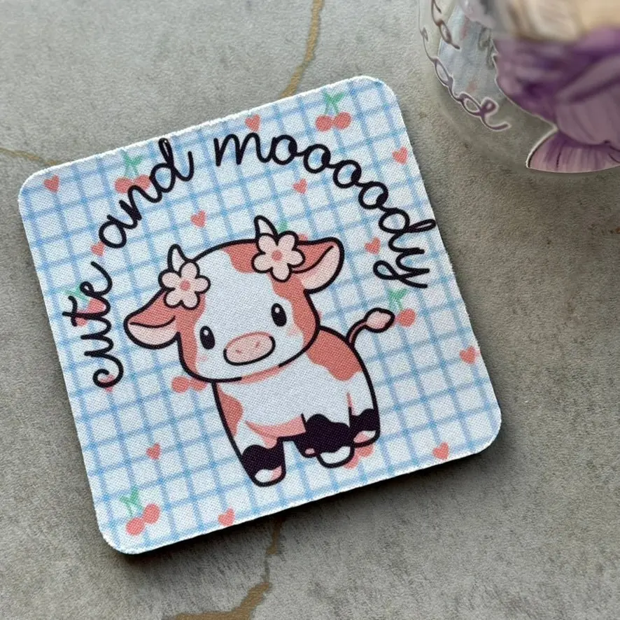 Cute and Moooody Coaster - ONE Coaster - Cute Design - Ideal for Home Decor