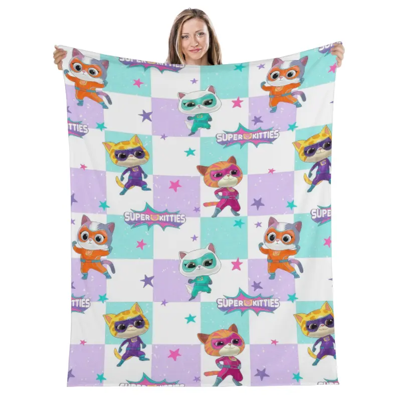 SuperKitties Cartoon Blanket Ultra Soft Flannel Throw Blanket Warm Cozy Fleece Blankets Gifts for Kids Boys Girls Travelling Camping Sofa Bed
