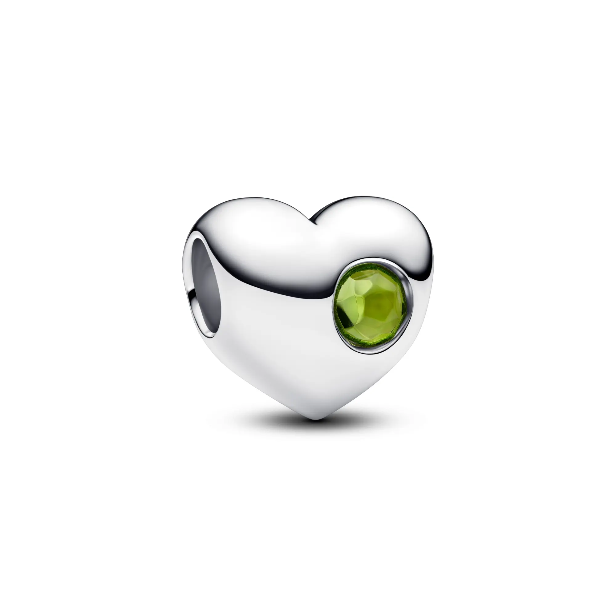 Pandora Personalized Engravable Heart Charm, Flush-Set Spring Green Man-Made Crystal, Meaningful Memento 794161C08