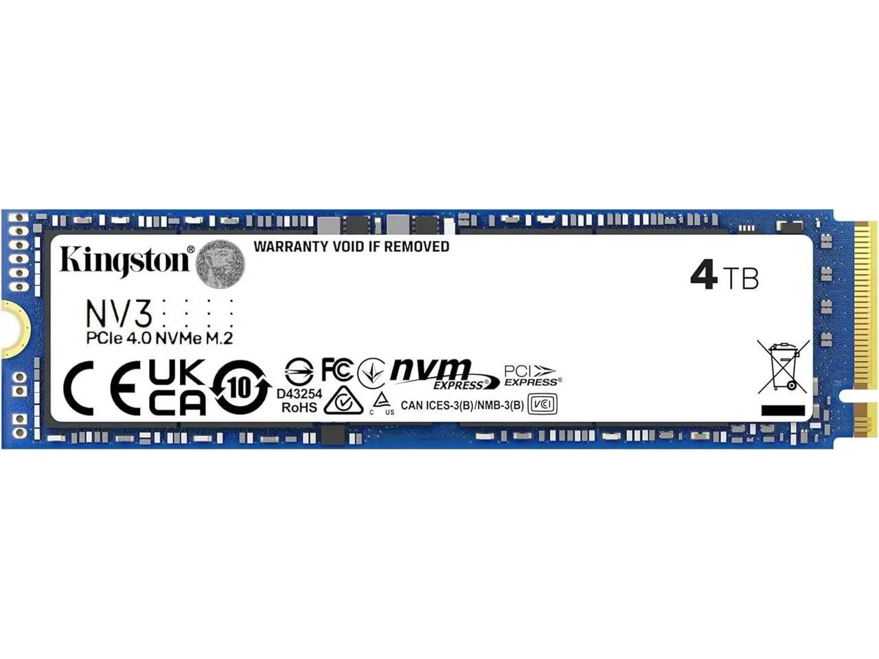 Kingston NV3 M.2 2280 4TB PCIe 4.0 x4 NVMe Internal Solid State Drive - Up to 6000 MB/s  SNV3S/4000G