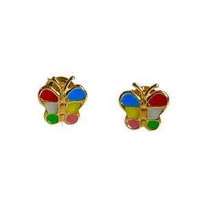 SME013 Rainbow Butterfly Enamel Earrings