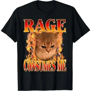 Cotton Rage Consumes Me Angry Cat Meme Funny Saying Cats Animals T-ShirtFor your toay's outfit