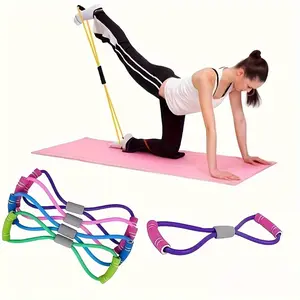 8-Shaped Elastic Resistance Band Foam Handle, Abdominal Waist Arm Leg Stretch Tension Band, Fitness Training, Gym Fitness, Yoga, Pilates, Suitable for Beginners thigh slimmer