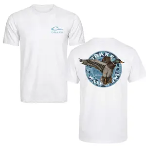 Drake Mallard Shirt, Flying Mallard Duck in Blue Camo Circle Graphic Back Print, Soft Cotton Blend Tee, Unisex Fit for Duck Hunters & Waterfowlers, Perfect Gift for Hunting Dad or Mallard Fan