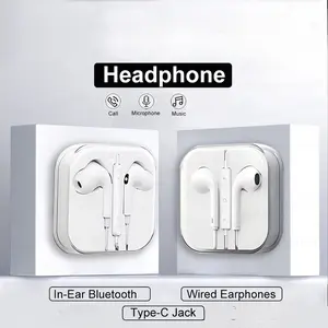 Type-C Wired bluetooth Earbuds for Android Phones, Tablets & Laptops - HiFi Stereo In-Ear Headphones with In-Line Mic, Volume Control & Remote - Plug & Play Wired Earphones for Calls, Music & Gaming