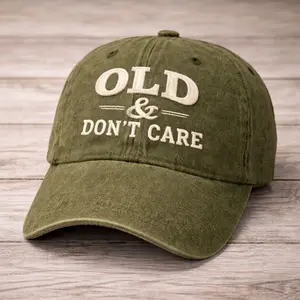 Old & Don't Care Dad Hat – Funny Vintage Baseball Cap – Olive Green Embroidered Hat – Old Man Humor Gift – Birthday Gift for Dad Grandpa