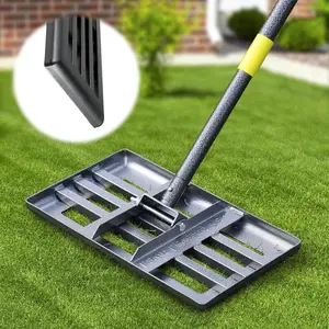 Lawn Leveling Rake, Heavy Duty 17" x 10" Stainless Steel Lawn Leveler for Soil Dirt Leveling Spreading,72" Adjustable Long Handle,Golf Field,Lawn,Tight Spot Landscaping Tool,Ground Leveler for Yard