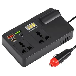Car Truck Inverter 12V-24V to 220V with Smart Chip QC3.0 Fast Charging for Laptops Tablets & Phones USB Ports Included Wireless Carplay Adapter