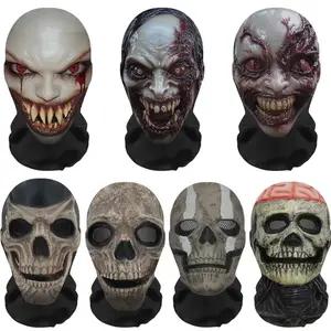 Halloween Mask Cosplay Props Balaclava Full Face Elastic Mesh Breathable Skull Headcovers Horror Party Halloween Ghost Face