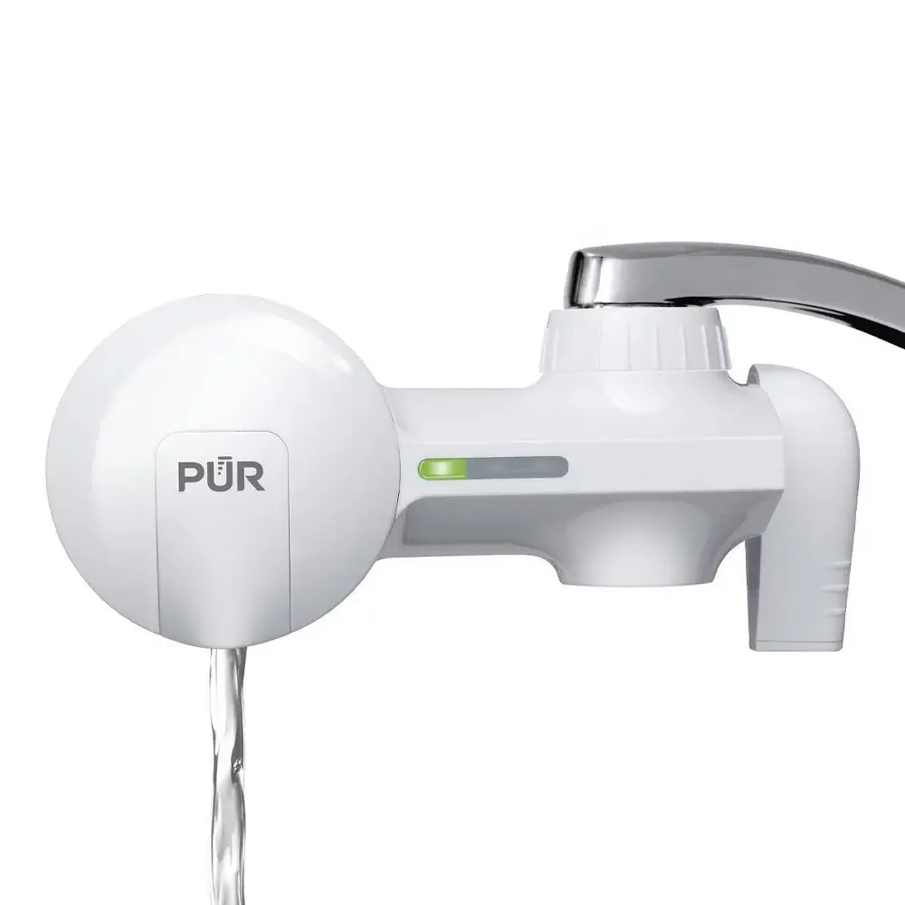 PUR Faucet Mount Water Filtration System Powerful Filtration with Lead Reduction Horizontal White PFM150W: Sink Water Filter Kitchen Appliances
