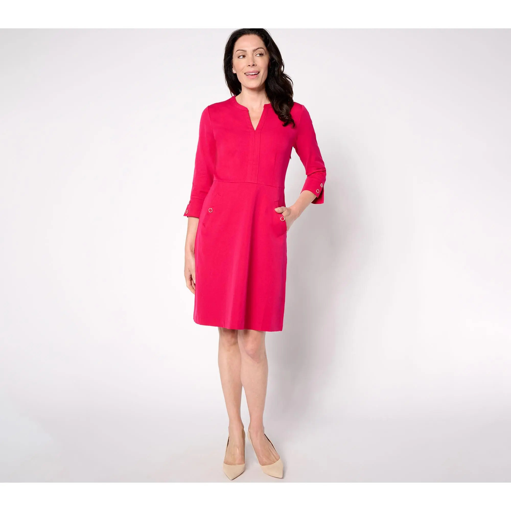 Isaac Mizrahi Live! Petite 24/7 Stretch Lady Dress with Pockets