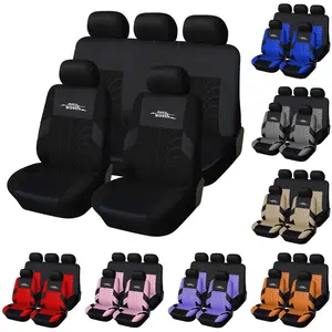 Universal Size Car Seat Covers Full Set for Front & Rear 5 Seats, Breathable Fabric Cloth Material Protector, for SUV Sedan Van Vehicle Interior Cover, Airbag Compatible, Truck Accessories, Decorative Automotive Interior Decoration, Car Accessories
