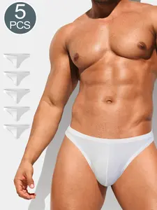 Men's Modal Comfortable Triangle Underwear Set, Slim-Fitting Design, All-Season Wear, Trendy New Arrival, Pack of 5