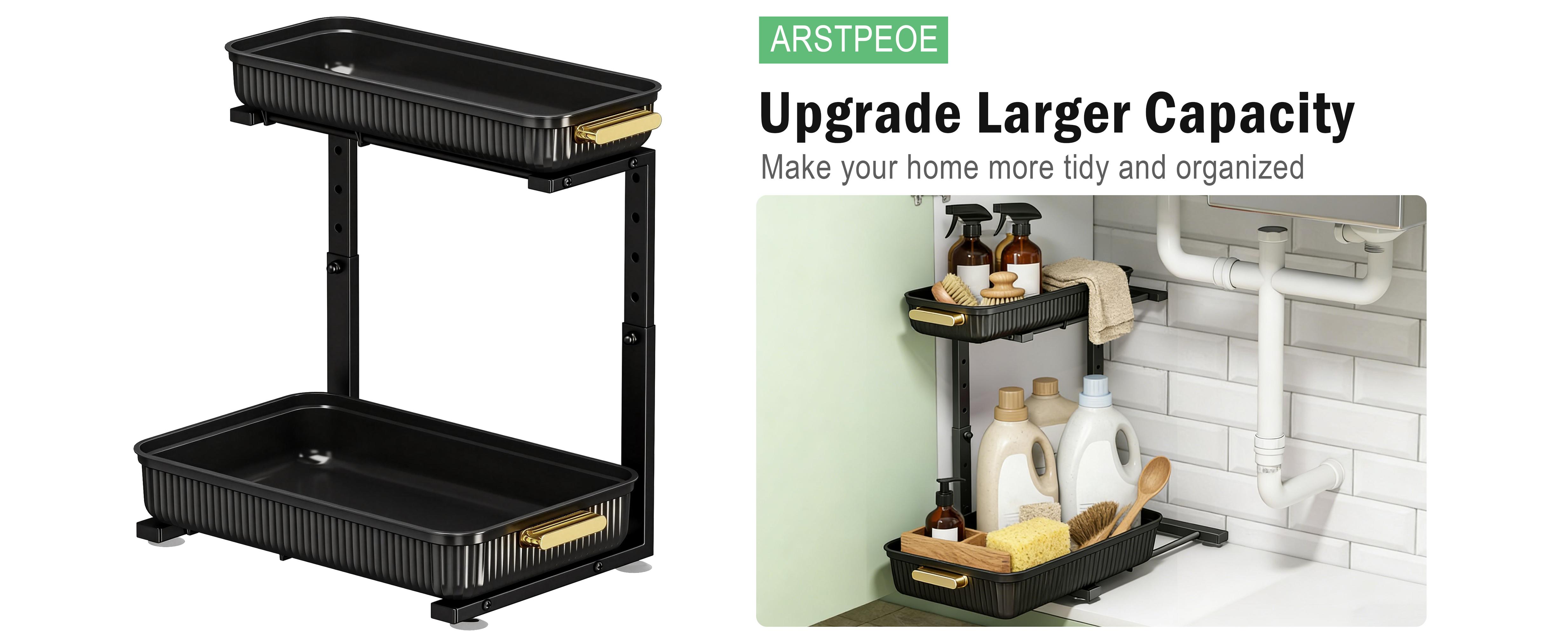 2‑Pack Ultimate Under‑Sink Storage Organizer Maximize Space & Declutter Your Kitchen | Black & Clear 2‑Pack Ultimate Under‑Sink Storage Organizer Maximize Space & Declutter Your Kitchen | Black & Clear