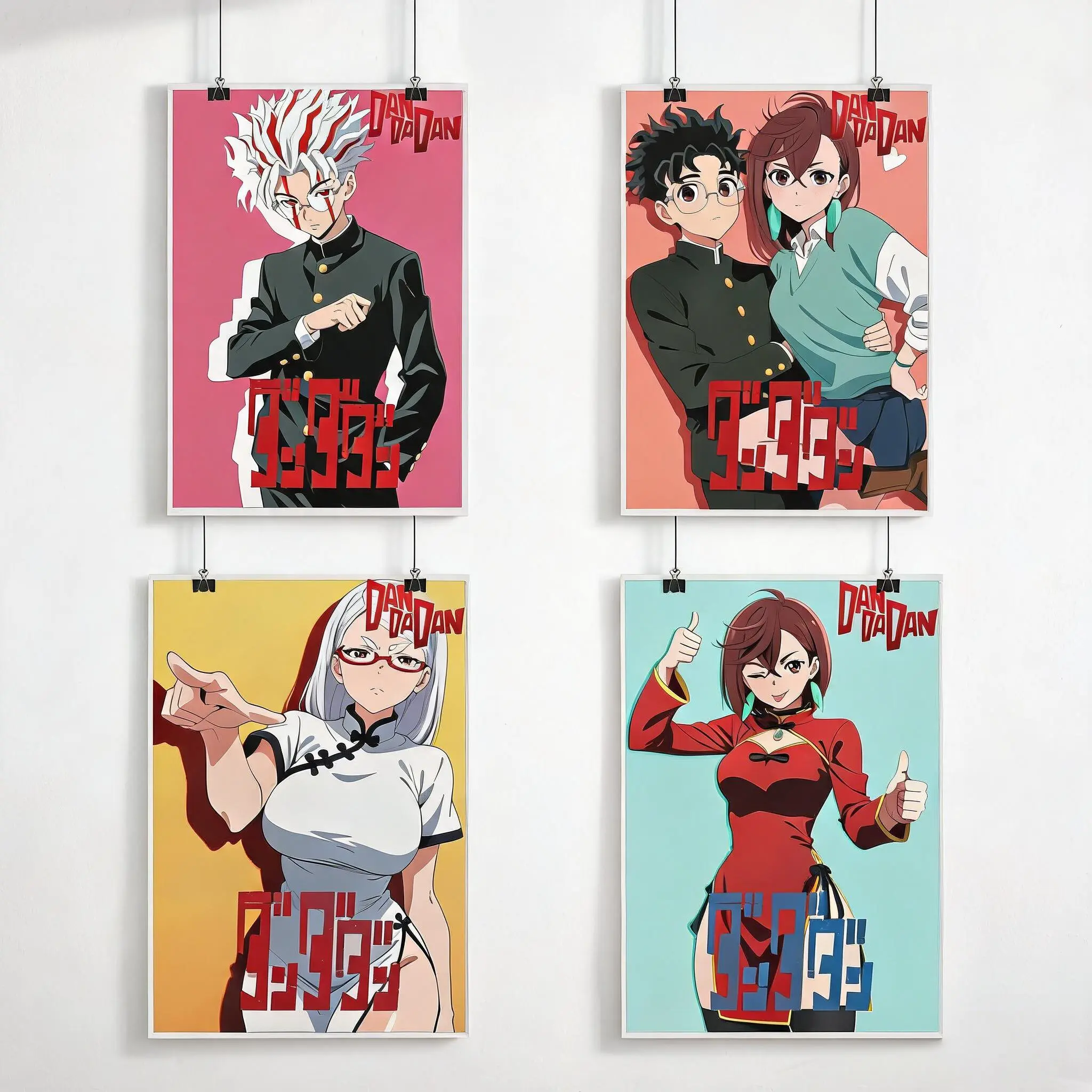 [No Frame] Artistic Dandadan Character Poster Set - Momo & Okarun Featured, Bright Vivid Prints, Bedroom Wall Decoration, Dandadan Fans Gift (Home Supplies Posters & Prints)