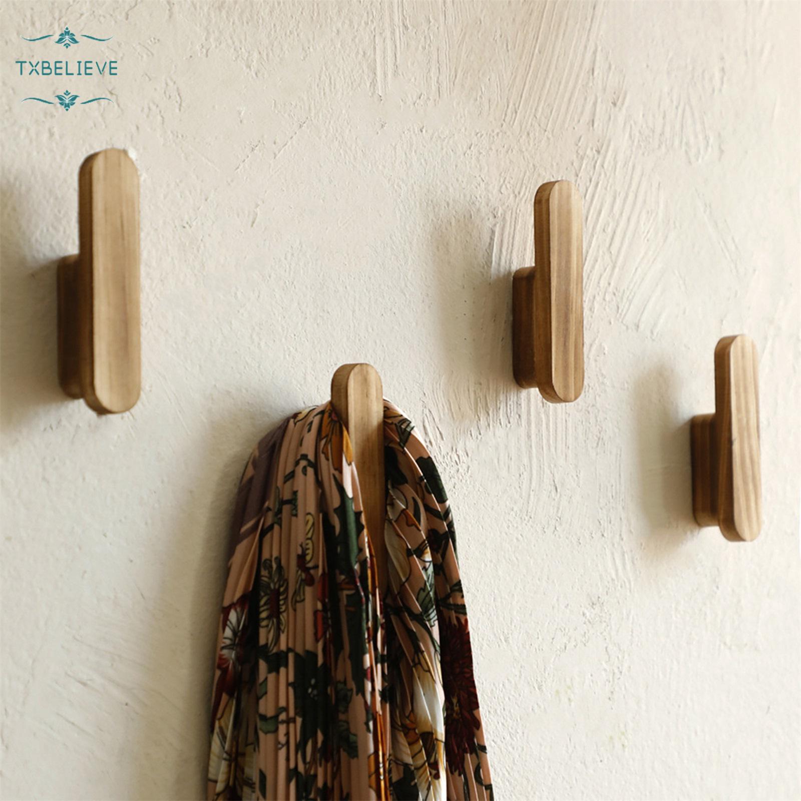 Rustic Wooden Wall Hook, Handmade Bohemian Coat and Hat Hanger for Entryway, Bedroom, Bathroom - Decorative Mounted