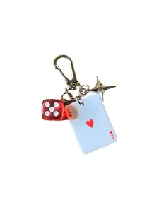 Acrylic Poker Dice Keychain with Star Pendant, Decorative Keychain for Bags and Car Keys, Gothic Style School Bag Accessory, Acrylic Material, Gothic Aesthetic