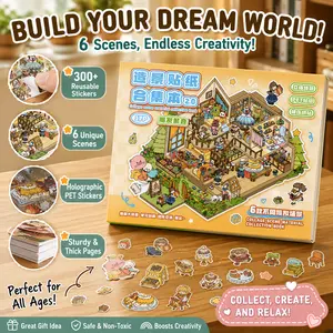 3D Miniature Scene Sticker Book, Adhesive Stickers, Unique Design for Creative Crafting, Ideal for DIY Projects and Home Decor